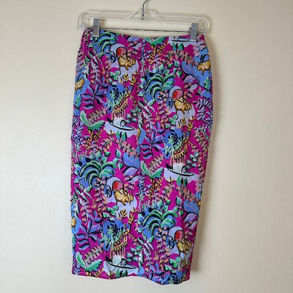J.‎ McLaughlin Blakely Rose Freshfield Twist Knot Pencil Skirt Floral Size 0 NWT - Picture 4 of 9